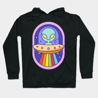 Rainbow UFO Alien Fun Kawaii Spaceship Hoodie